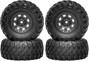 Rc Car Wheel Rim Tire Compatible with Traxxas for TRX4 D90 D110 for Axial for SCX10 for MST 1/10 RC Crawler Car 110mm 1.9" Beadlock Wheel Rim Rubber Tire Set