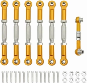 RC Car Accessories Compatible with Traxxas for Slash 4X4 for VXL 2WD for Rustler for Stampede for Hoss 1/10 RC Car Parts Metal Turnbuckles Camber Link Rod(Yellow)