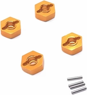 RC Car Accessories Compatible with Wltoys 104001 104002 12428 12423 12429 for Feiyue FY03 06 07 08 RC Car Parts Metal 12mm Wheel Hex Hub Connectors(Yellow)