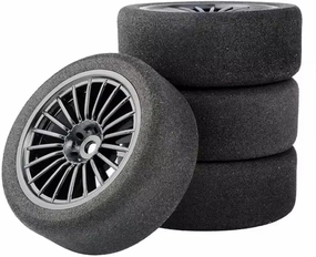 Rc Car Wheel Rim Tire Compatible with HSP for HPI 1/10 Scale Sponge Tires and Wheel Rims RC On-Road for Racing Car for Model with 3mm Offset and 12mm Hex(Black,ColorC)