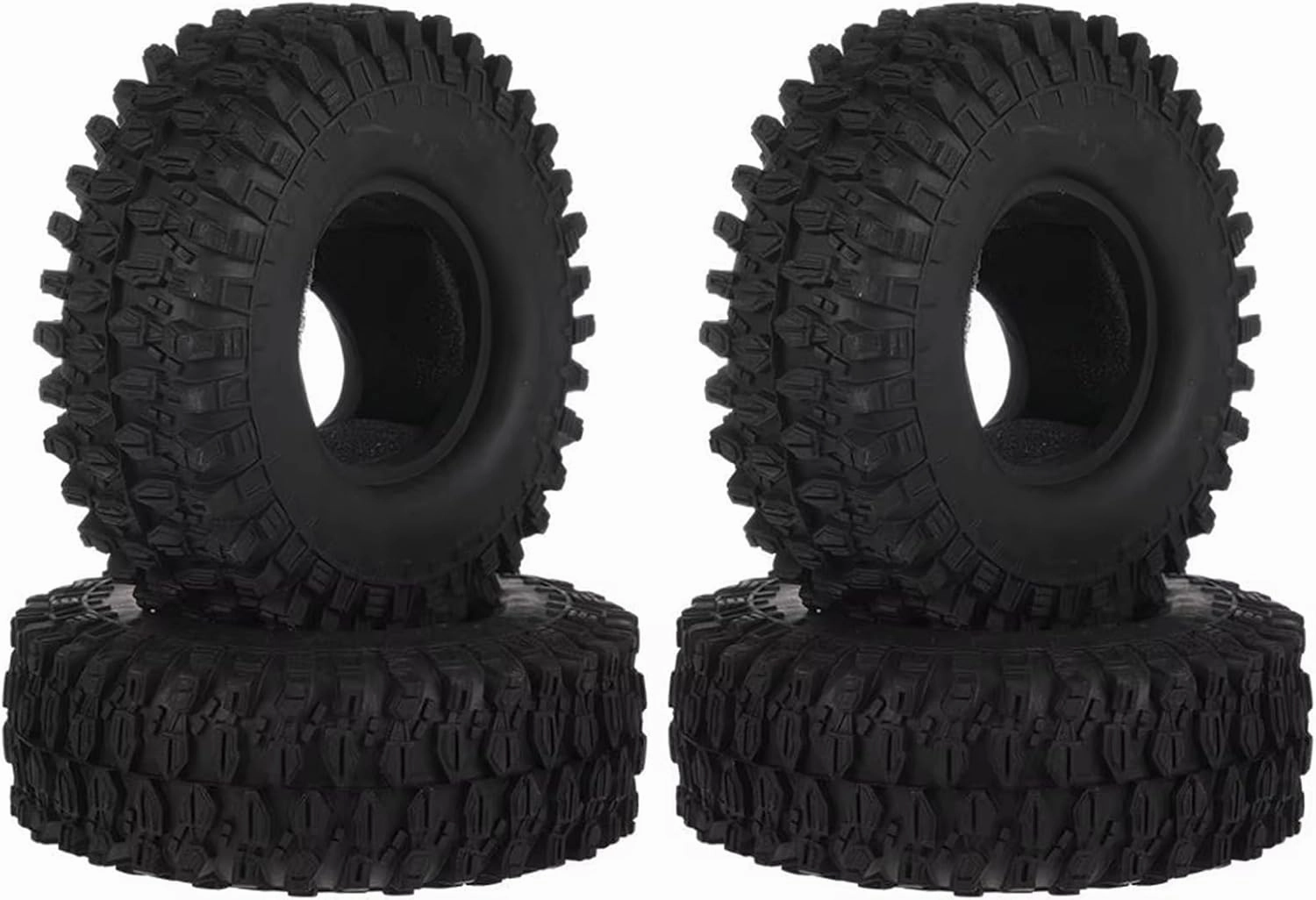 Rc Car Wheel Rim Tire Compatible with TT02 94122 94123 for SCX10 90046 for TRX4 1/10 RC Black 1.9 Inch 110mm Diameter 40mm Width Rubber Crawler Wheel Tires