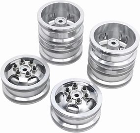 Rc Car Wheel Rim Tire Compatible with WPL C14 C24 B14 B24 B16 for MN78 for MN99S 4X4 4WD 1/16 1/12 RC Truck Car Part Metal Beadlock Wheel Hub Rims with Tires(Silver)