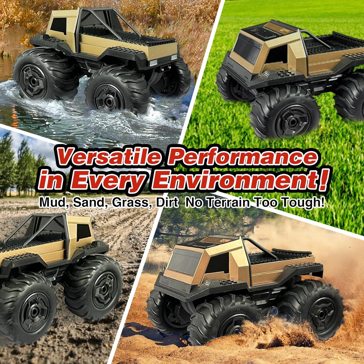 Rc Cybertruck Toy, All-Terrain Capability Remote Control Truck for Kids&Adults, Off-Road Car, Gift for Kids Ages 7 8 9 10  Boys Gloden