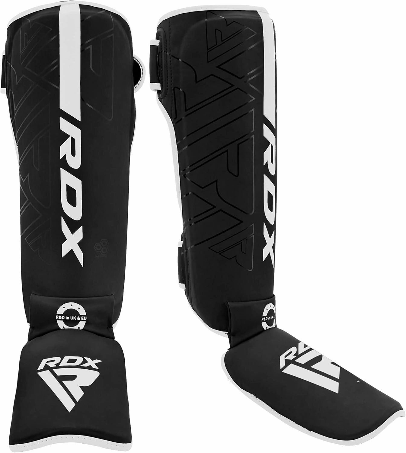 RDX Shin Guards for Kickboxing, Muay Thai and Training Pads, Maya Hide Leather Kara Instep Foam Protection, Leg Foot Protector for Martial Arts, Sparring, BJJ and Boxing Gear