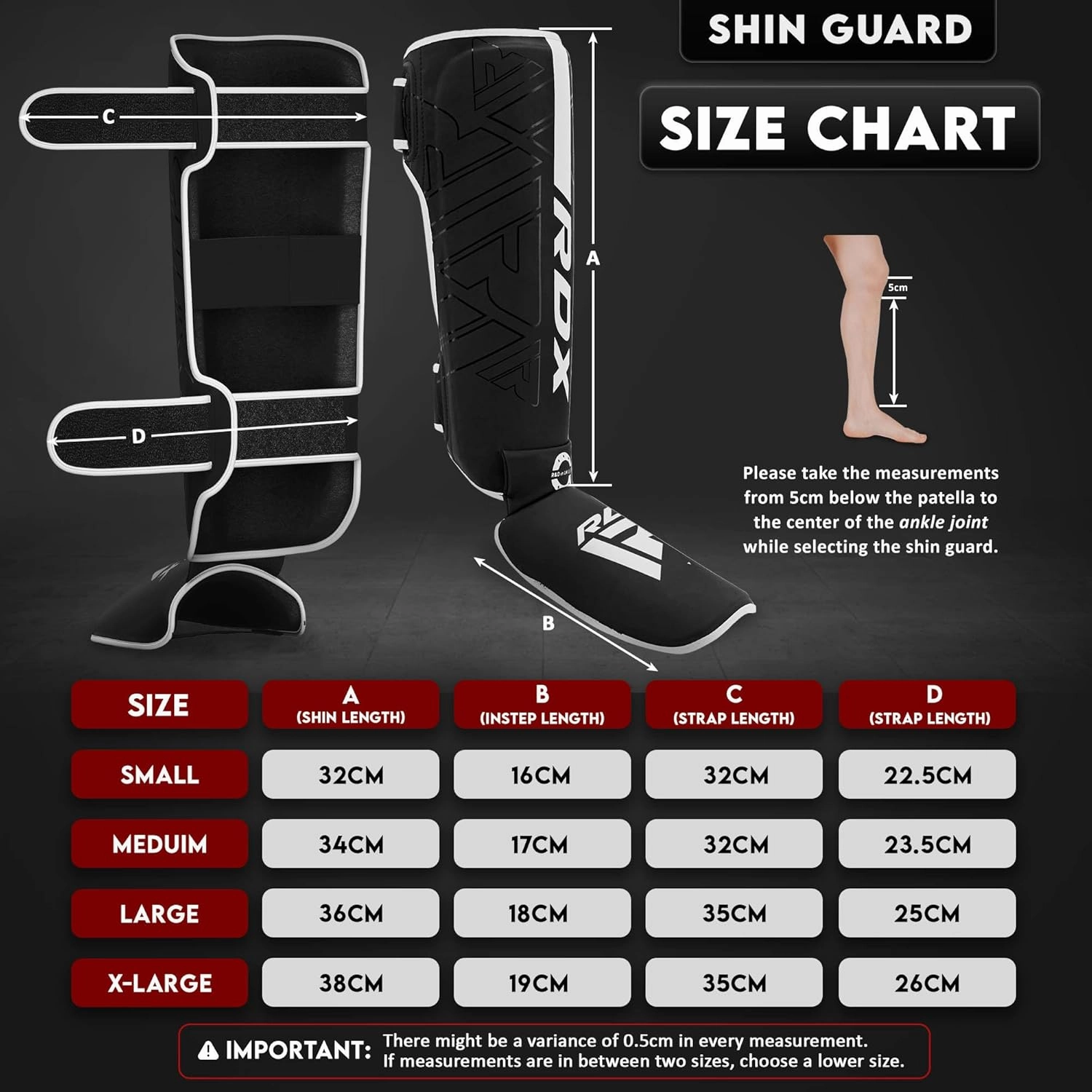 RDX Shin Guards for Kickboxing, Muay Thai and Training Pads, Maya Hide Leather Kara Instep Foam Protection, Leg Foot Protector for Martial Arts, Sparring, BJJ and Boxing Gear