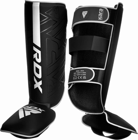 RDX Shin Guards for Kickboxing, Muay Thai and Training Pads, Maya Hide Leather Kara Instep Foam Protection, Leg Foot Protector for Martial Arts, Sparring, BJJ and Boxing Gear