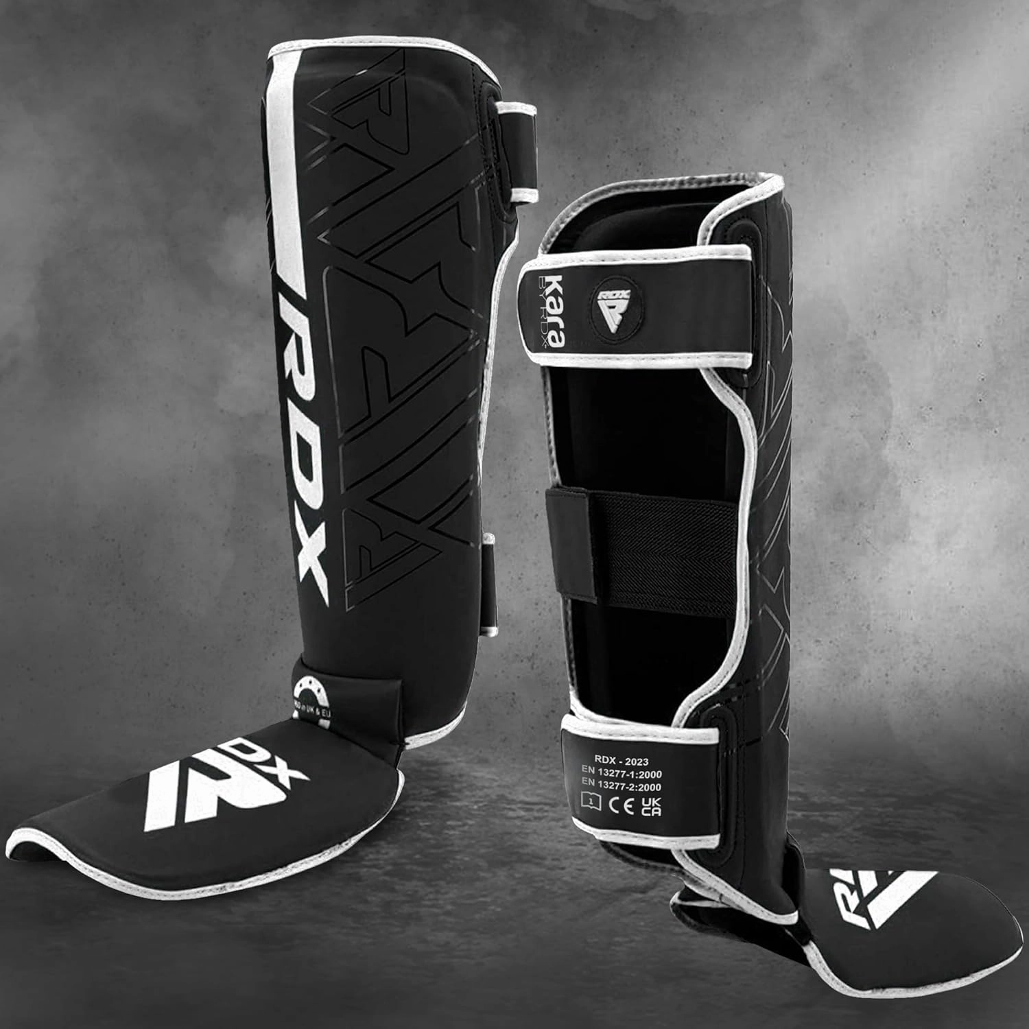 RDX Shin Guards for Kickboxing, Muay Thai and Training Pads, Maya Hide Leather Kara Instep Foam Protection, Leg Foot Protector for Martial Arts, Sparring, BJJ and Boxing Gear