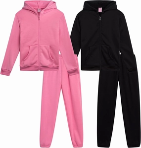 Real Love Girls' Jogger Set - 4 Piece Soft Fleece Full Zip Up Hoodie and Jogger Pants for Girls (7-16)
