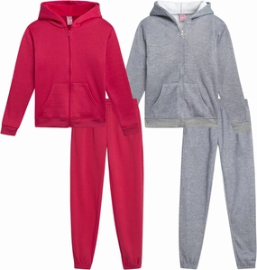 Real Love Girls' Jogger Set - 4 Piece Soft Fleece Full Zip Up Hoodie and Jogger Pants for Girls (7-16)