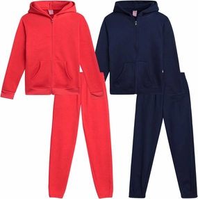 Real Love Girls' Jogger Set - 4 Piece Soft Fleece Full Zip Up Hoodie and Jogger Pants for Girls (7-16)