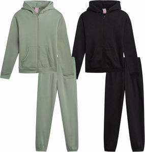 Real Love Girls' Jogger Set - 4 Piece Soft Fleece Full Zip Up Hoodie and Jogger Pants for Girls (7-16)