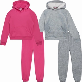 Real Love Girls' Jogger Set - 4 Piece Soft Fleece Pullover Hoodie and Jogger Pants for Toddler & Little Girls (2T-6X)
