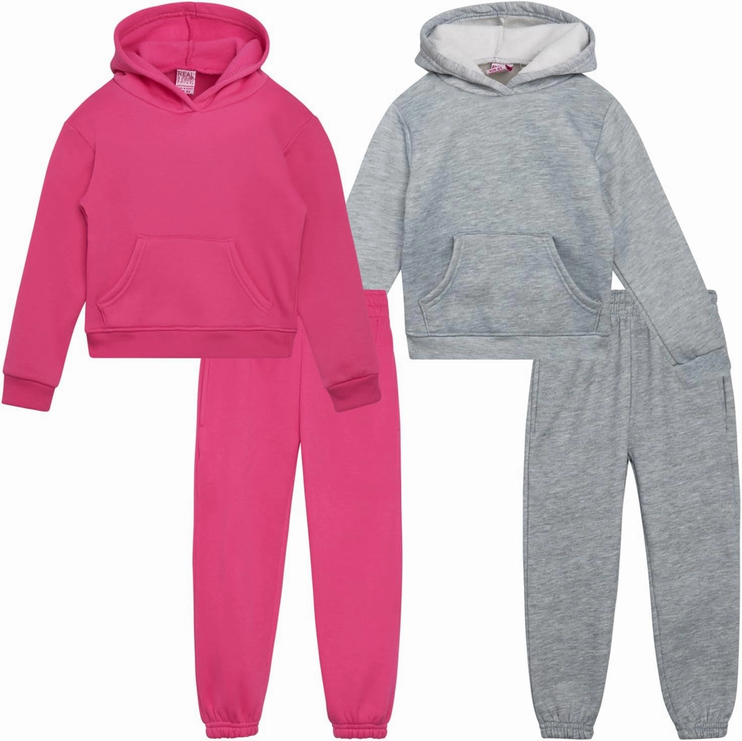 Real Love Girls' Jogger Set - 4 Piece Soft Fleece Pullover Hoodie and Jogger Pants for Toddler & Little Girls (2T-6X)