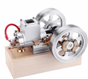 Realistic Internal Combustion Engine Model Kit, Hit and Miss Engine Motor Model, Metal Horizontal Engine Kits Educational Toy Model for Adults with Hand Start Device