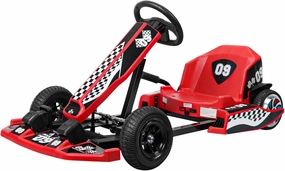 Red Electric Go Kart for Kids 8-12, 16 MPH Drift Kart with 350W Motor, Drift/Sport Mode, Length Adjustment, Battery Powered Ride on Toy