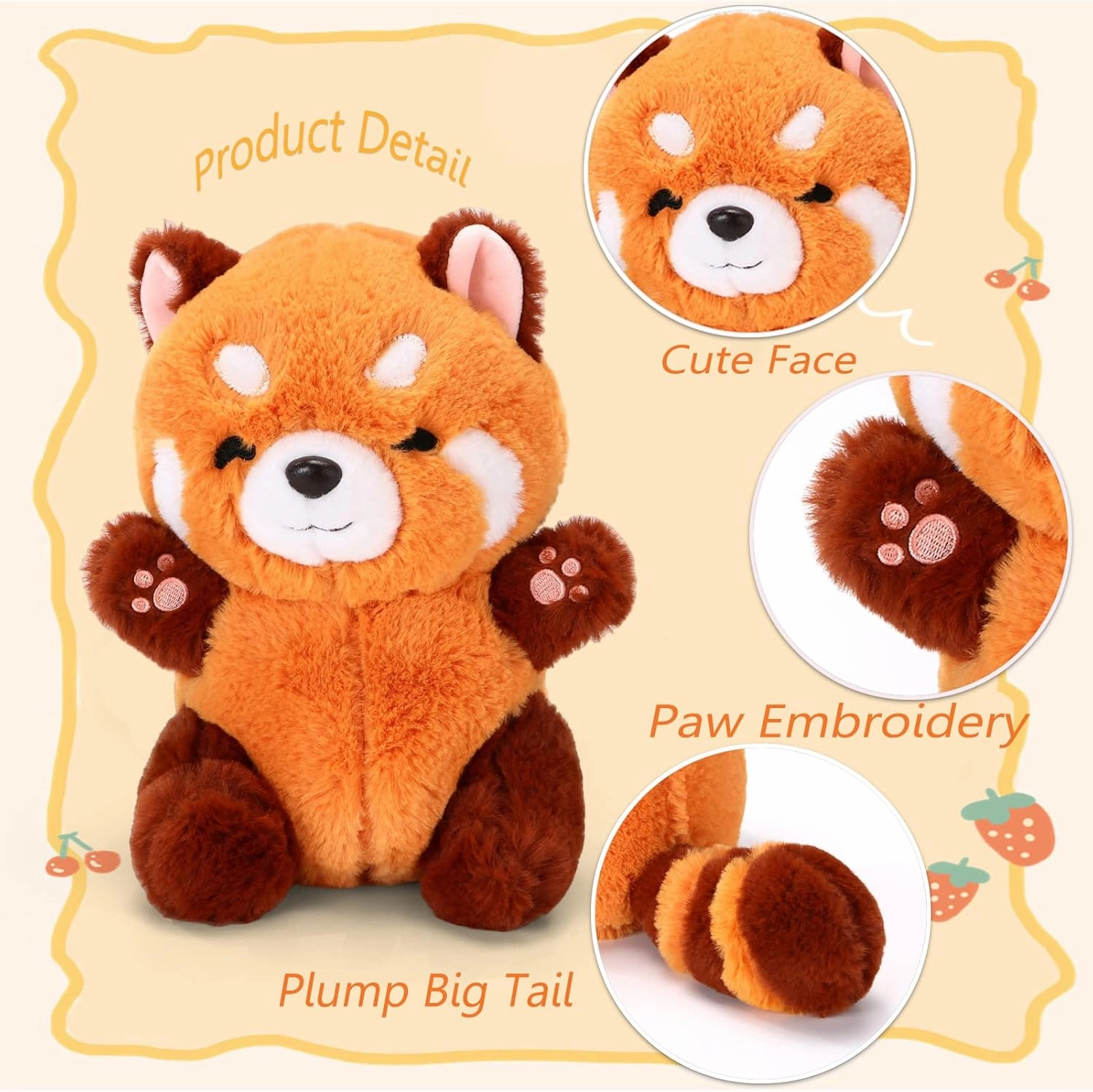Red Panda Stuffed Animal Cute Plush Toy Plushie Christmas Birthday Valentine's Day Gift for Girlfriend Kids 9" Red Panda Stuffed Animals