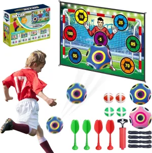 RedCrab Toy Soccer Ball Game Set for Boys and Girls, Outdoor Indoor Backyard Toddler Soccer Goal Games with 2 Football, 1 Flannel Target, 4 Darts, Soccer Toys Gift for 3-5 6-8 8-12 Birthday Christmas