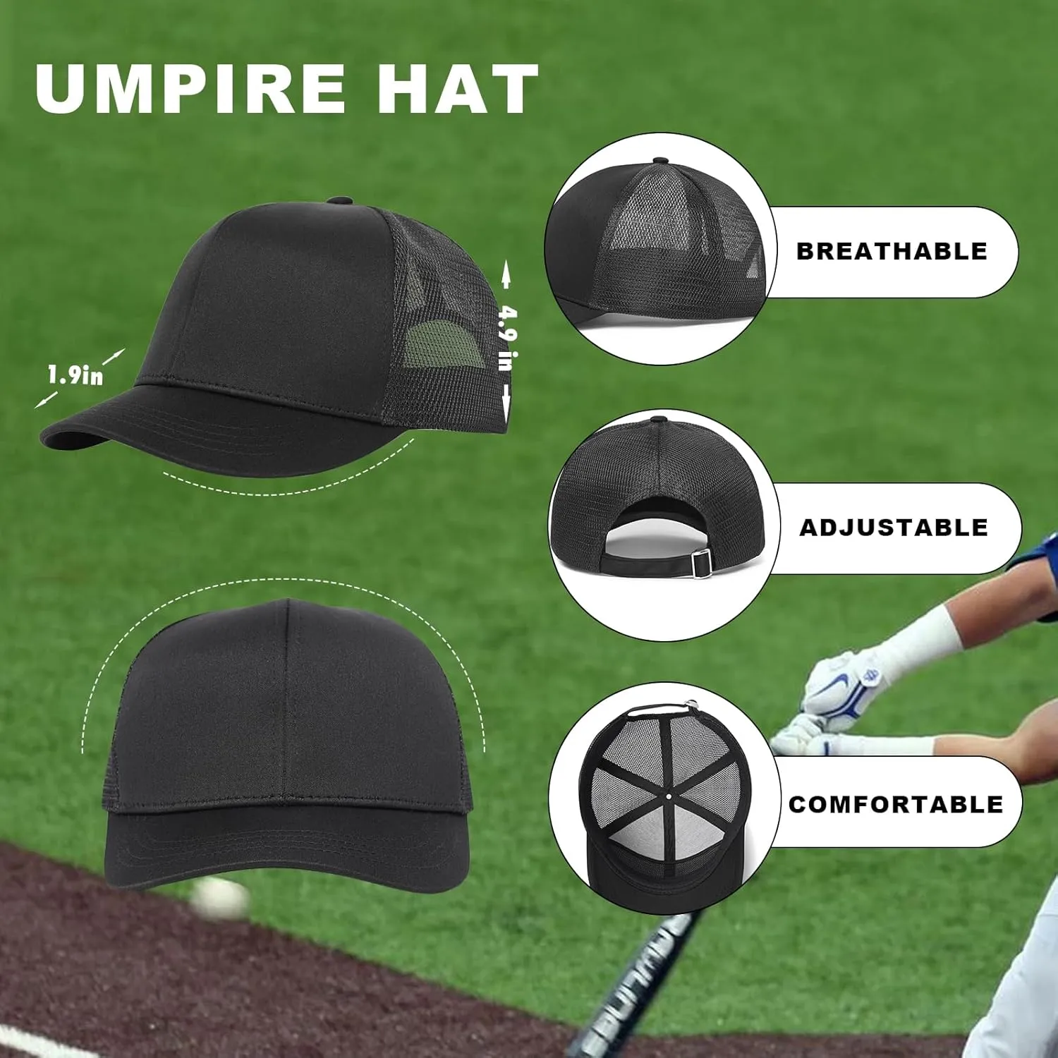 redgino 5Pcs Men’s Baseball/Softball Umpire Gear Shirt Ball Bags Clicker Hat Brush Referee Accessories Sets Jersey Kit