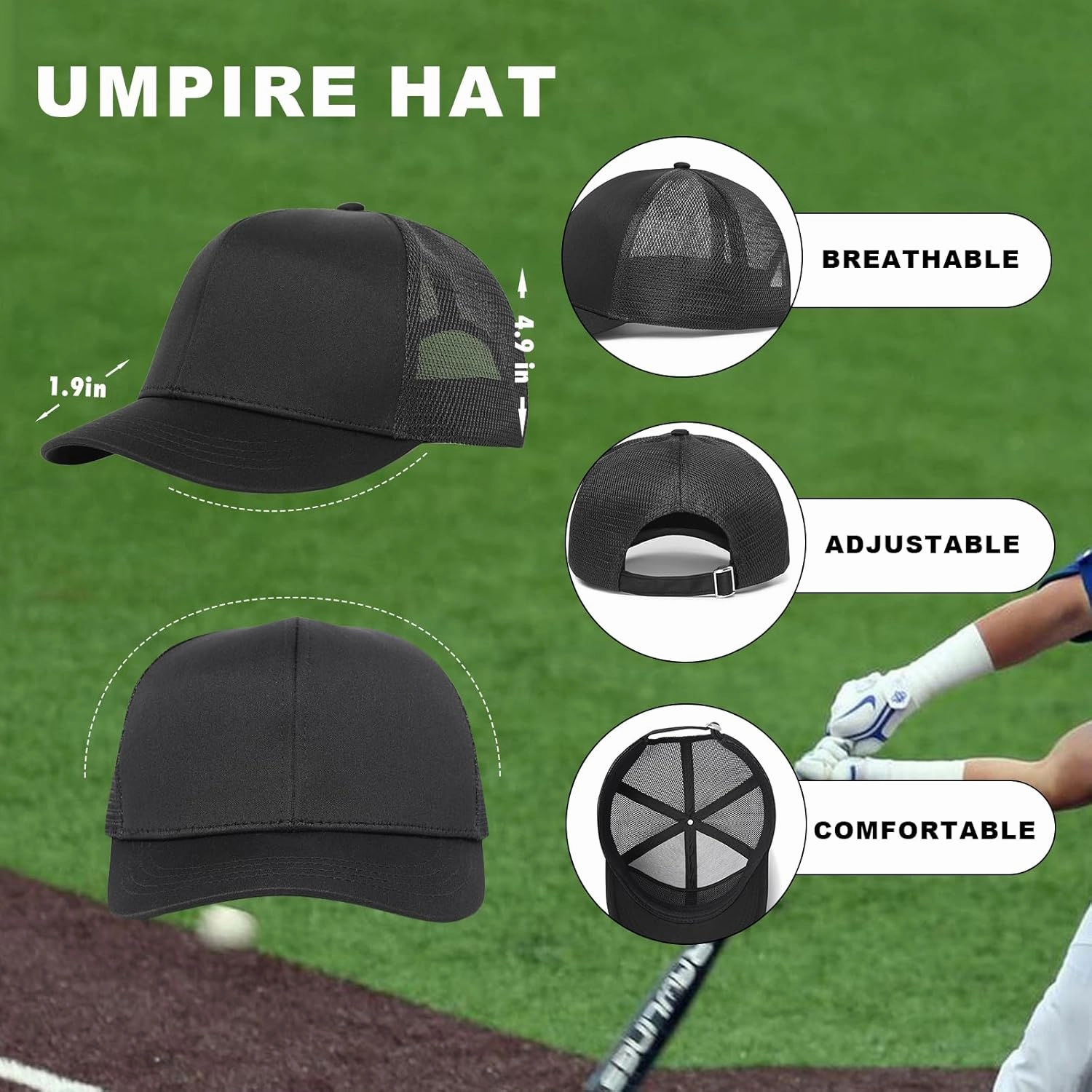 redgino 5Pcs Men’s Baseball/Softball Umpire Gear Shirt Ball Bags Clicker Hat Brush Referee Accessories Sets Jersey Kit