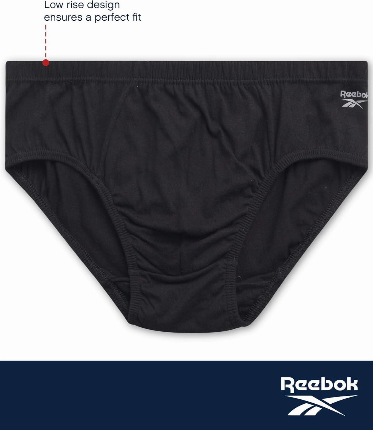Reebok Low Rise Mens Underwear Briefs - 5 Pack Performance Briefs Cotton Underwear For Men with Contour Pouch (Sizes: S-XL)