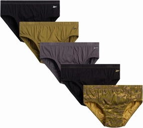 Reebok Low Rise Mens Underwear Briefs - 5 Pack Performance Briefs Cotton Underwear For Men with Contour Pouch (Sizes: S-XL)