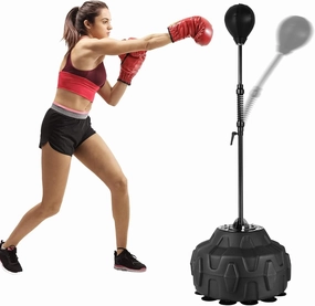 Reflex Speed Bag,Reflex Bag Thick Bottom Boxing Punching Bag Freestanding Boxing Punching Bag,55.5" to 71.2" Adjustable Height,Reinforced Springs,Suitable for Boxing Fitness,Adults and Children