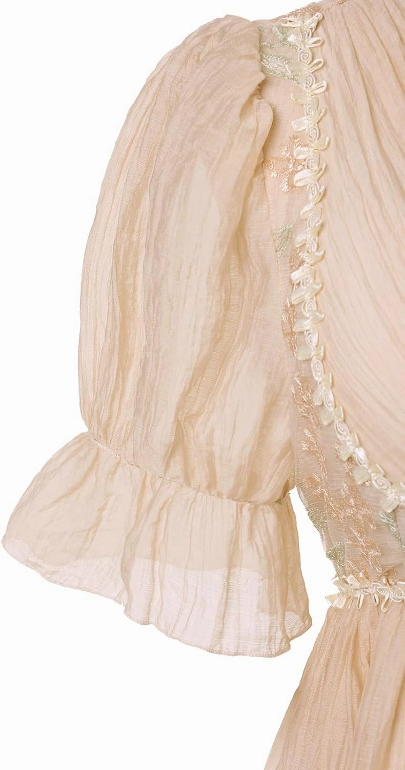 Regency Dresses for Women Embroidery Ruffle Empire Waist Victorian Dress