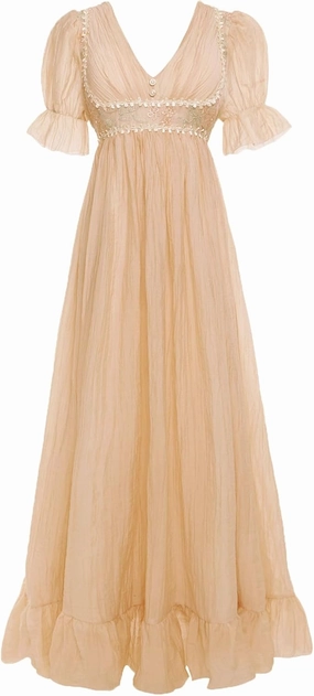 Regency Dresses for Women Embroidery Ruffle Empire Waist Victorian Dress