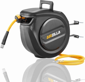 Retractable Air hose reel 3/8" Inch x 50 ft Flex Hybrid Air Hose, Air compressor Hose Reel with 6 ft Lead in, Quick Connect, Mounted 180° Swivel, 300PSI