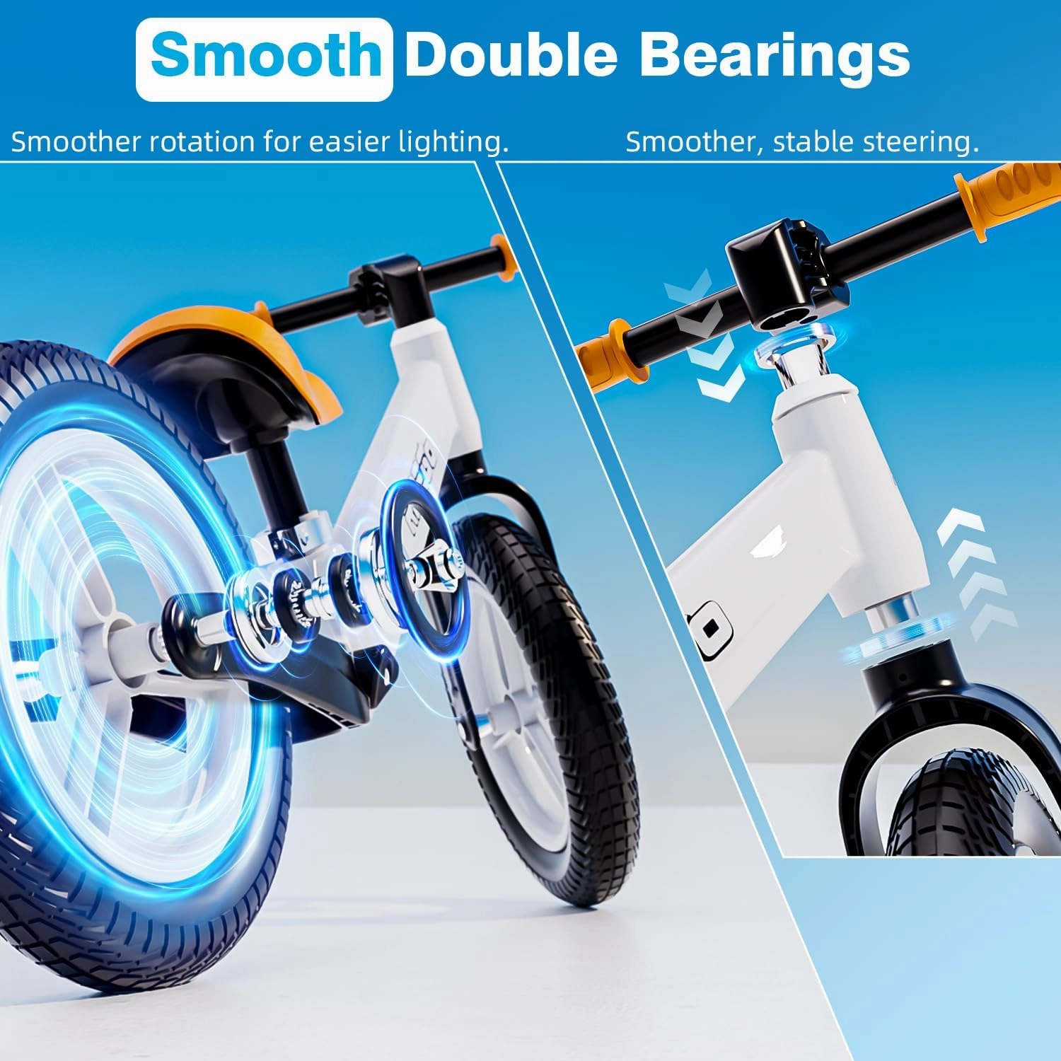 Ridego Toddler Balance Bike 2 Year Old,12Inch Colorful Lighting Kids Bike,Lightweight Push Bicycle with Adjustable Seat, Ride-on Toys Birthday Gift 2 3 4 5 Year Old Boys Girls,White