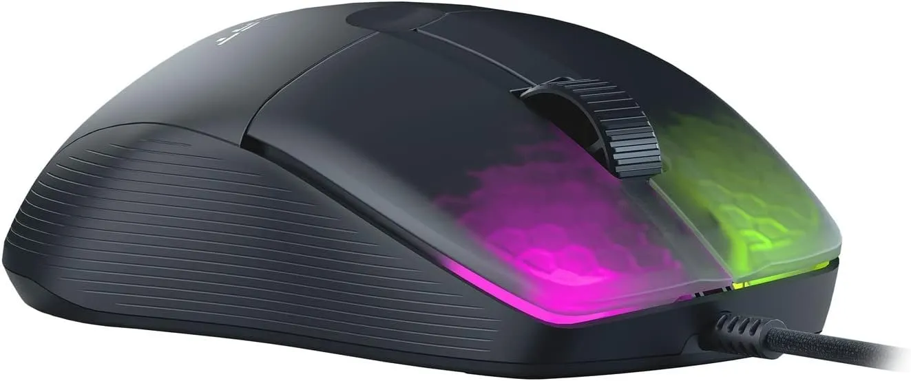 ROCCAT Kone Pro PC Gaming Mouse, Lightweight Ergonomic Design, Titan Switch Optical, AIMO RGB Lighting, Superlight Wired Computer Mouse, Titan Scroll Wheel, Honeycomb Shell, 19K DPI, Black