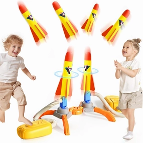 Rocket Launcher for Kids - Air Rocket Toy 2 Pack Stunt Plane Launcher 6 Foam Tipped Rockets Outdoor Toys for Boys & Girls Gifts