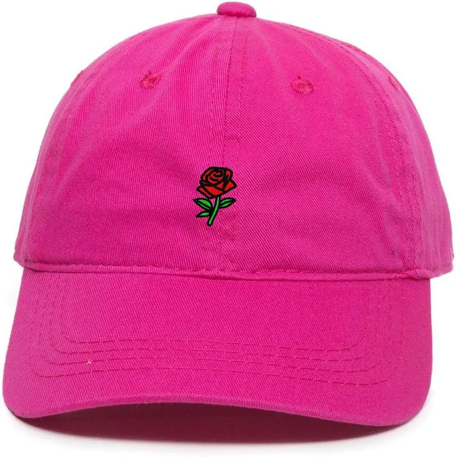 Rose Baseball Cap Embroidered Cotton Adjustable Dad Hat