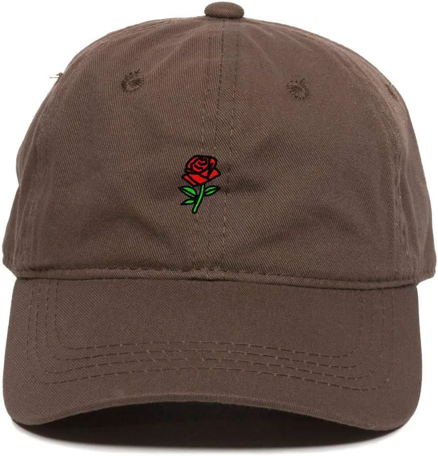 Rose Baseball Cap Embroidered Cotton Adjustable Dad Hat