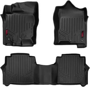 Rough Country All Weather Floor Mats for Nissan Titan Crew Cab (2017-2024) & Titan XD (2016-2024) - Non-Slip Waterproof Flexible Floor Mat, Front & Rear Set