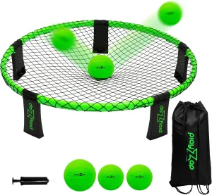 Roundnet Game Set, Includes 3 Balls, Carrying Case and Rules, Played Indoor Outdoor Lawn, Beach & Tailgating, Roundnet Set Gift for Kids, Teens & Adults