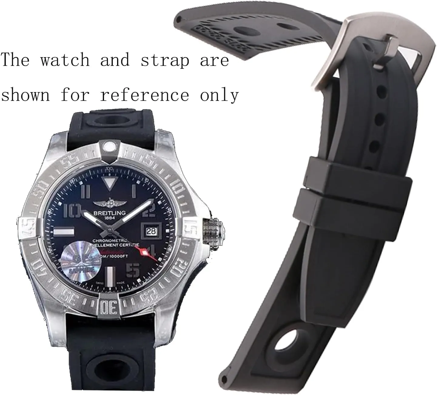 Rubber Replacement Watch Band for Breitling Superocean Watches with Buckle
