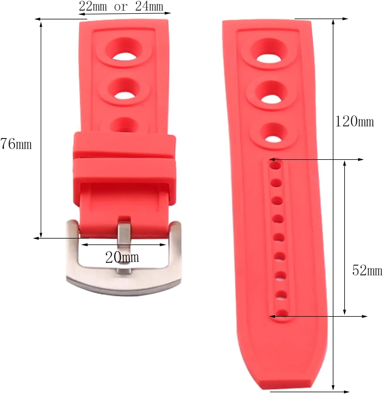 Rubber Replacement Watch Band for Breitling Superocean Watches with Buckle