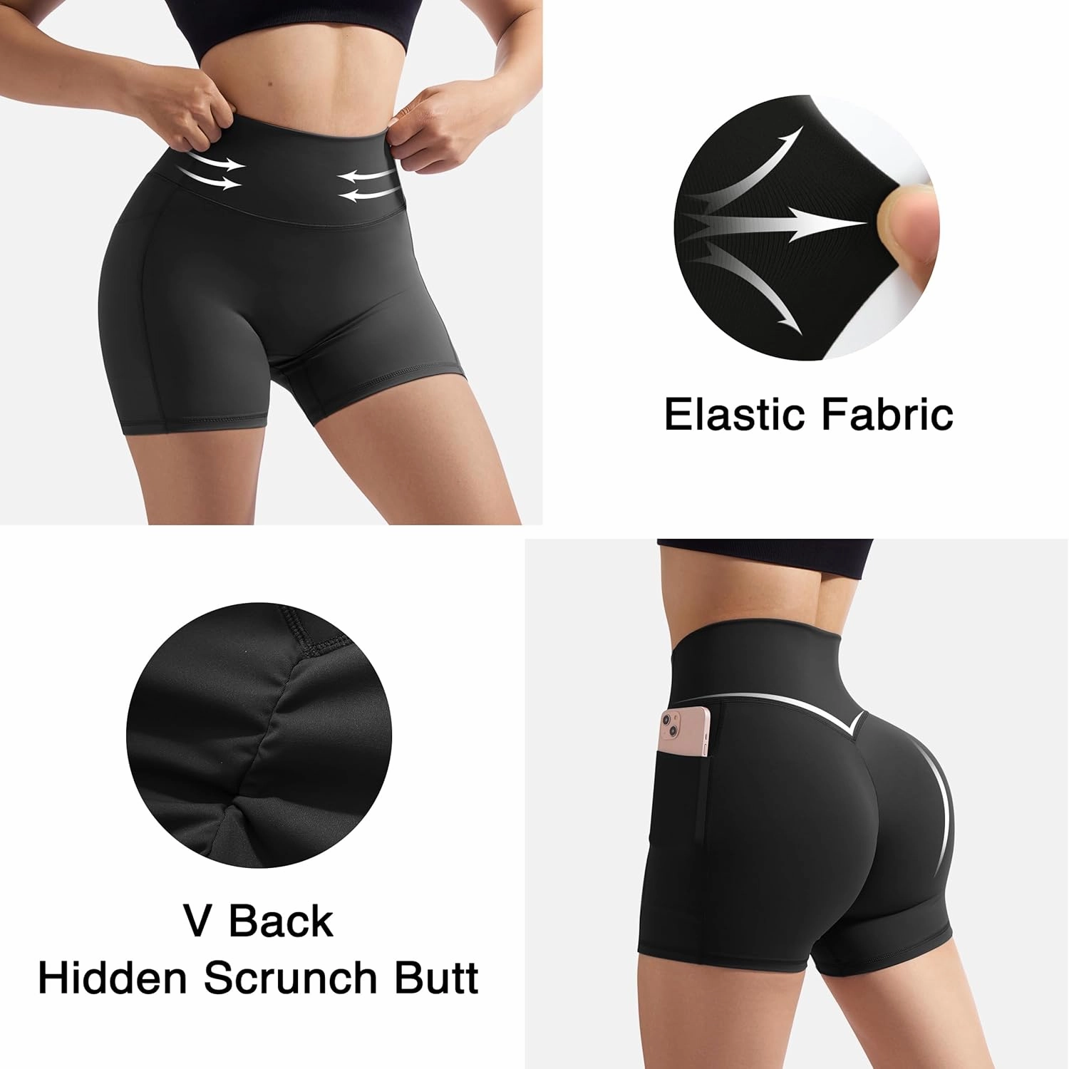 RXRXCOCO Cross Back Workout Sets for Women 2 Piece Padded Halter Tank Tops Hidden Scrunch Butt Booty Shorts with Pockets