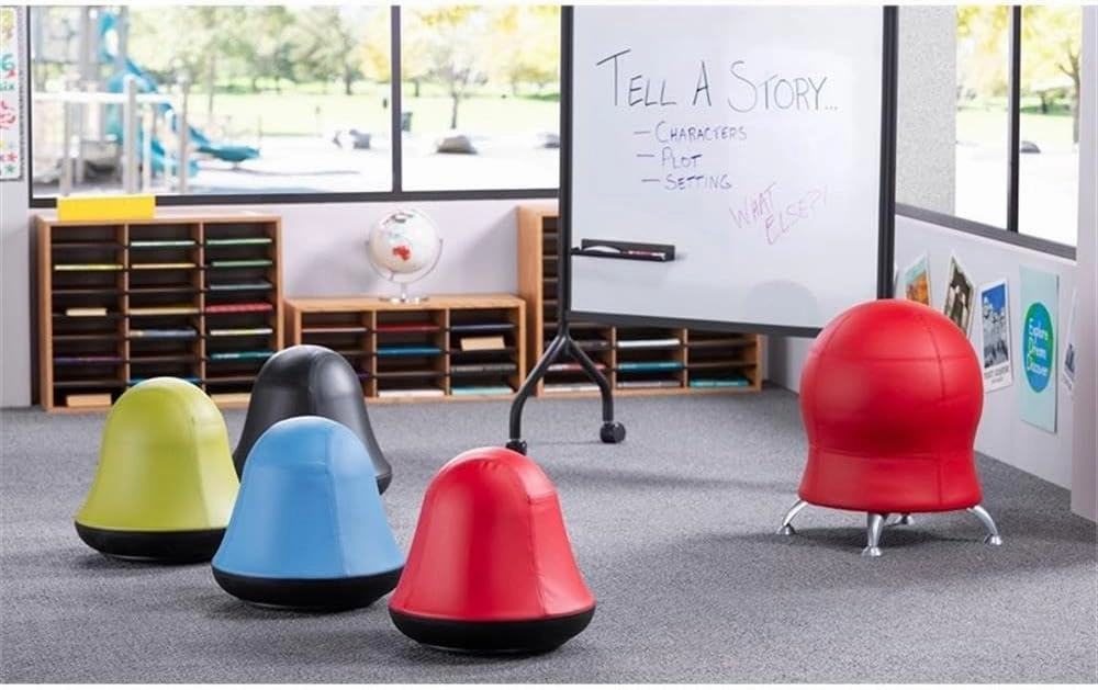 Safco Runtz Swivel Ball Chair for Kids, Anti-Burst, Exercise Ball Chair, 360° Rotation, Supports Movement, Better Posture and Balance, Blue