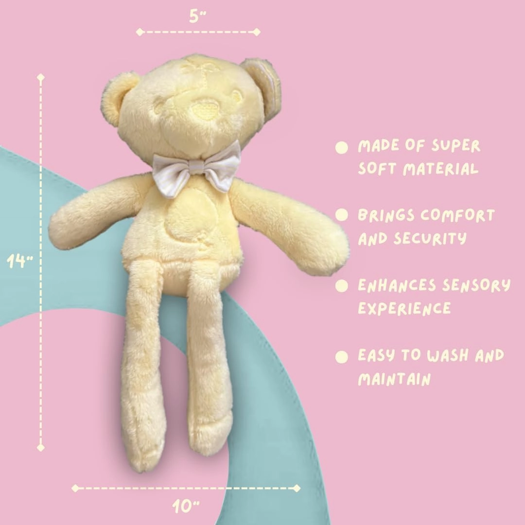 Sammy The Lemon Yellow Bear Soft Stuffed Animal for Newborns Babies and Toddlers, Cuddly and Lovable Plush Toy 12 Inches