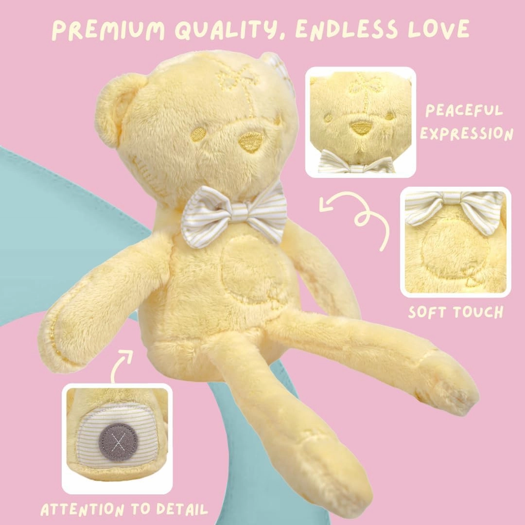 Sammy The Lemon Yellow Bear Soft Stuffed Animal for Newborns Babies and Toddlers, Cuddly and Lovable Plush Toy 12 Inches