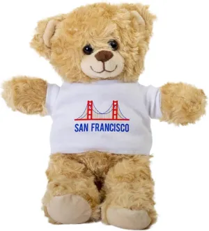 San Francisco Teddy Bear, Gift Stuffed Animal, Plush Teddy Bear with Tee, Gift for Her, Birthday Basket