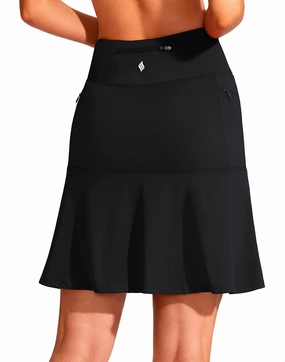 SANTINY 19" Golf Skorts Skirts for Women Zipper Pockets Knee Length Skort Women's High Waist Athletic Tennis Skirt