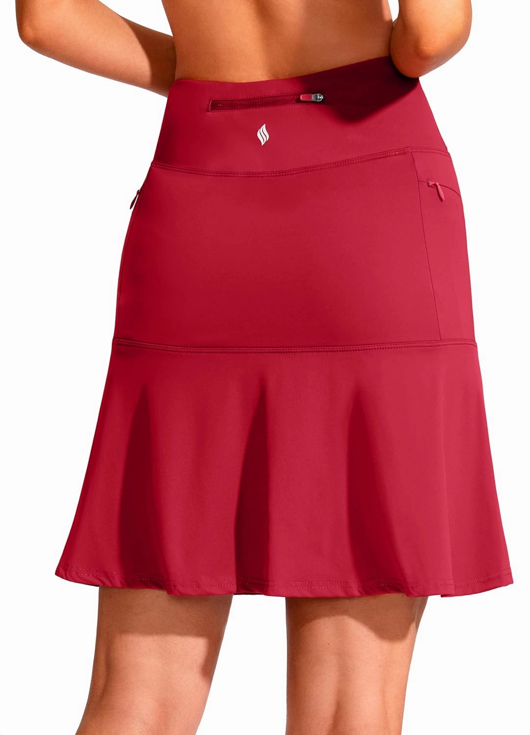 SANTINY 19" Golf Skorts Skirts for Women Zipper Pockets Knee Length Skort Women's High Waist Athletic Tennis Skirt