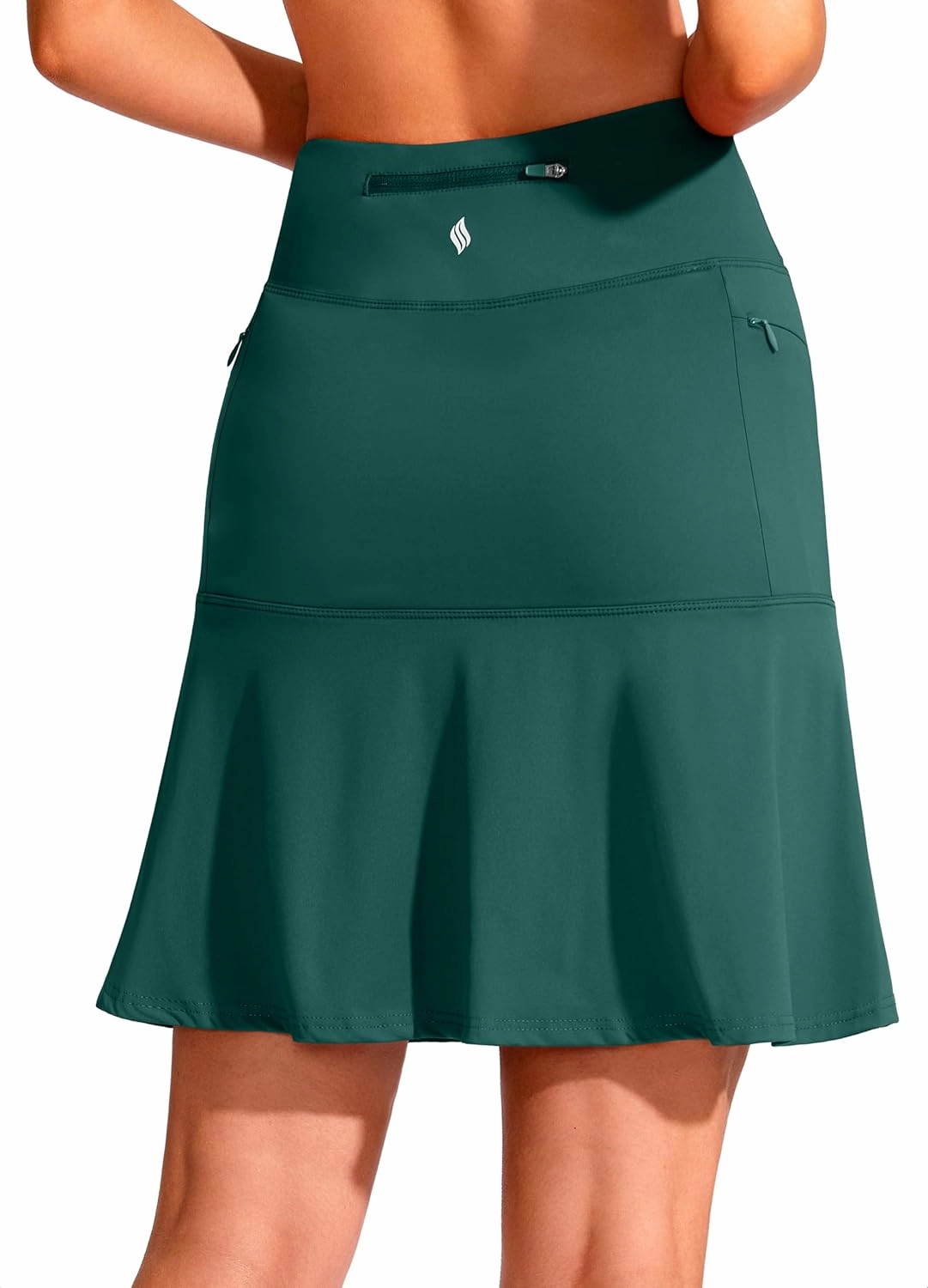 SANTINY 19" Golf Skorts Skirts for Women Zipper Pockets Knee Length Skort Women's High Waist Athletic Tennis Skirt