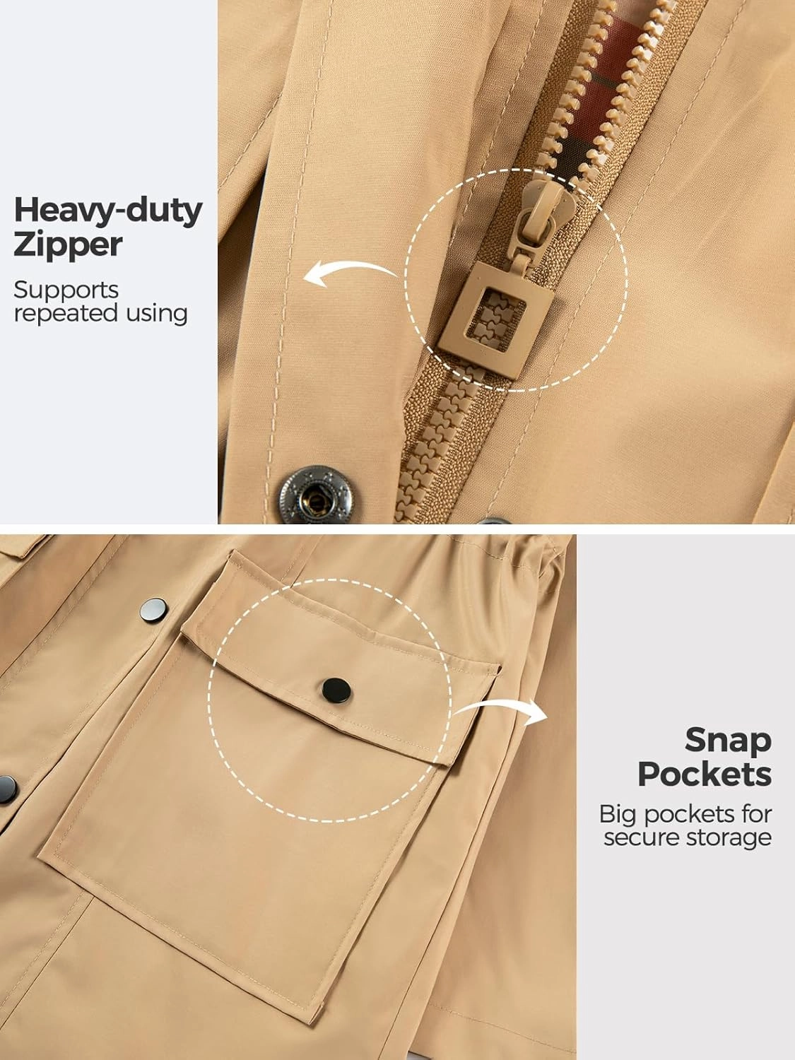SaphiRose Women's Waterproof Rain Jacket Lightweight Raincoat Hooded Windbreaker Trench Coat