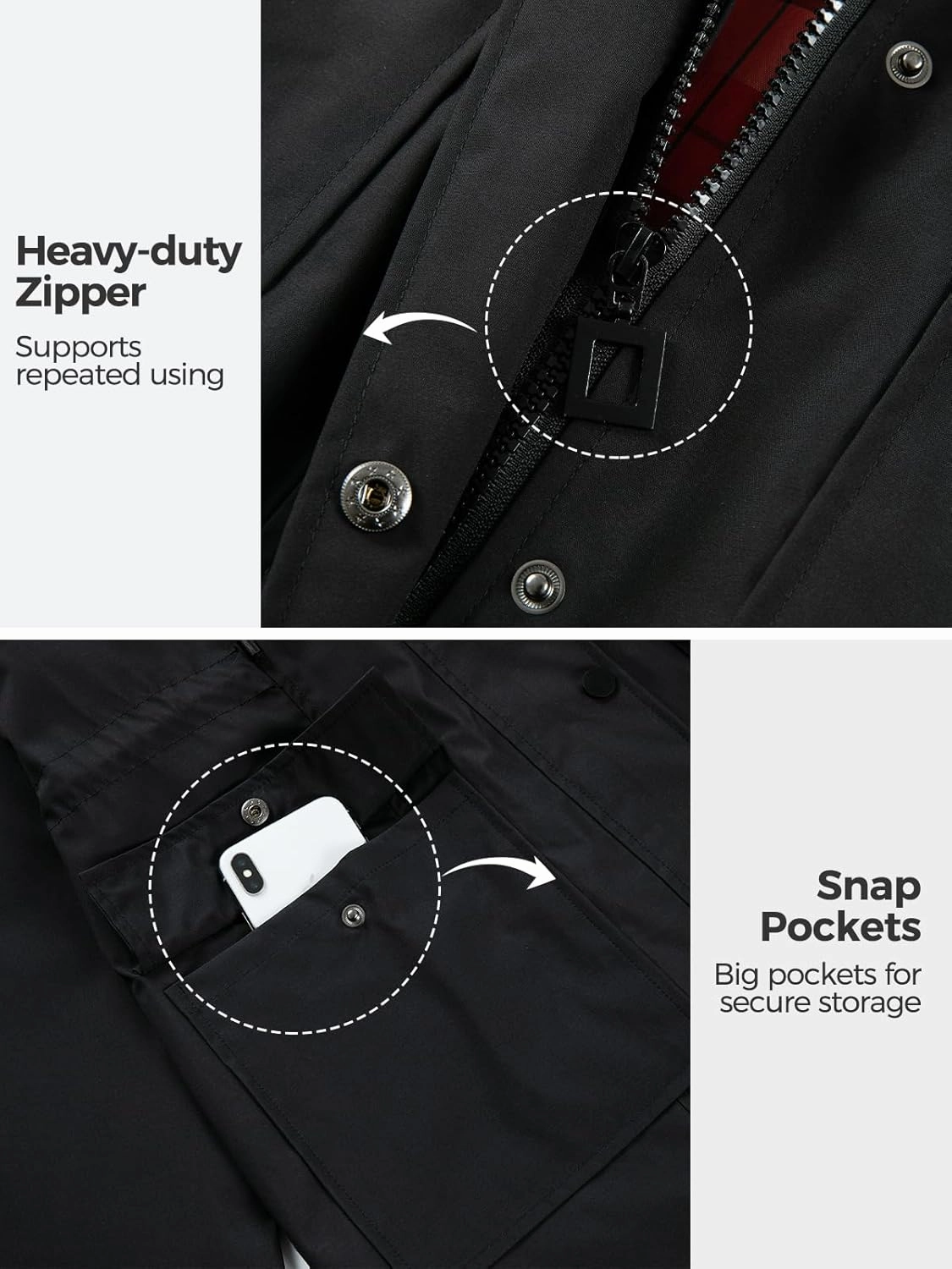 SaphiRose Women's Waterproof Rain Jacket Lightweight Raincoat Hooded Windbreaker Trench Coat