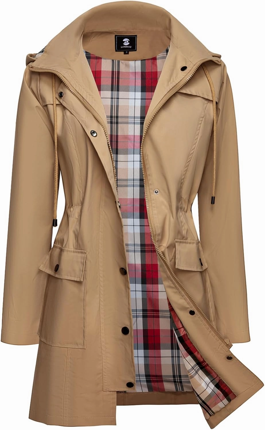 SaphiRose Women's Waterproof Rain Jacket Lightweight Raincoat Hooded Windbreaker Trench Coat