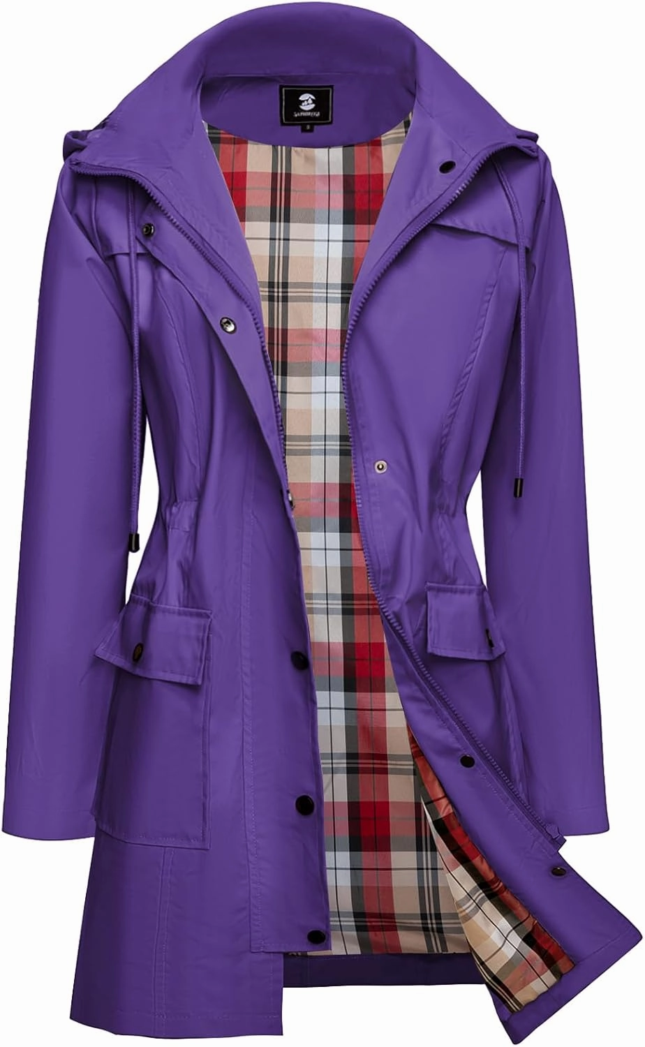 SaphiRose Women's Waterproof Rain Jacket Lightweight Raincoat Hooded Windbreaker Trench Coat